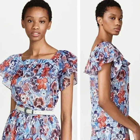 NWT The Vampire's Wife The Charmer Blouse in Riviera Chloe Chiffon Floral Print - Picture 1 of 9
